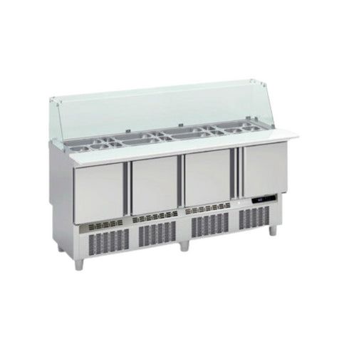 Meuble de préparation fast-food GN 1/1 réfrigérée positive 0/+8°C gamme TOP - 1825x700x890mm
